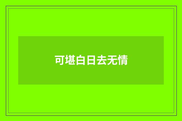 可堪白日去无情