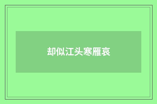 却似江头寒雁哀
