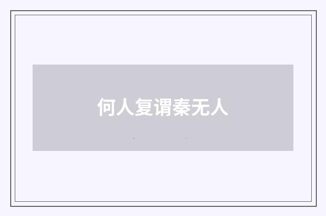 何人复谓秦无人