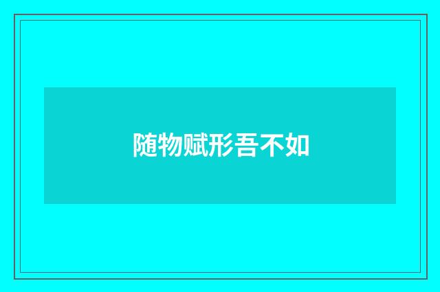 随物赋形吾不如