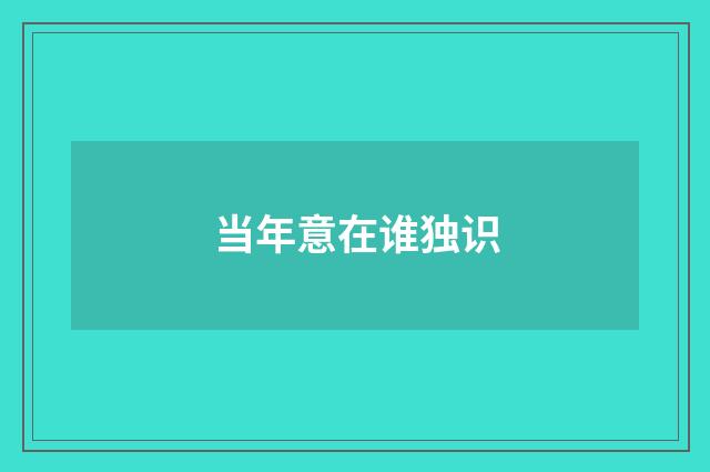 当年意在谁独识