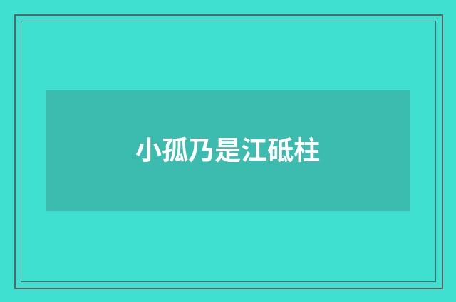小孤乃是江砥柱