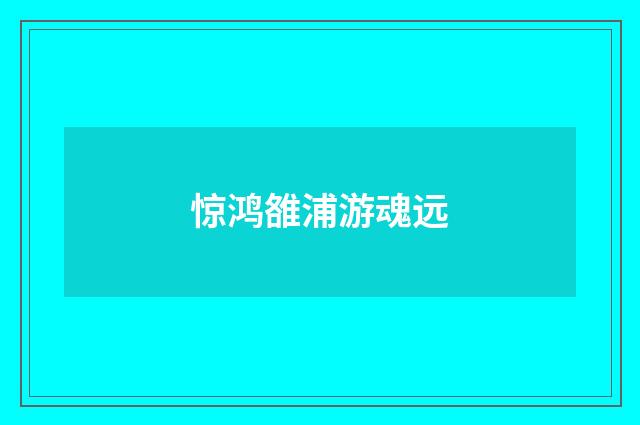 惊鸿雒浦游魂远