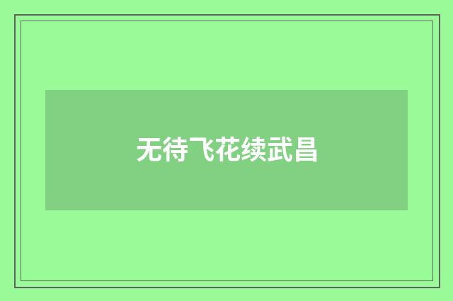 无待飞花续武昌