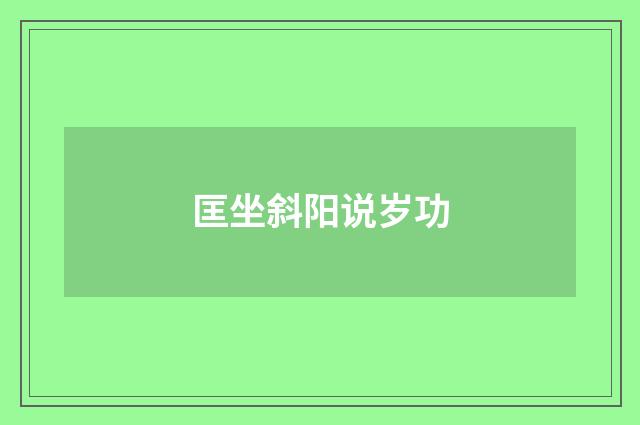 匡坐斜阳说岁功