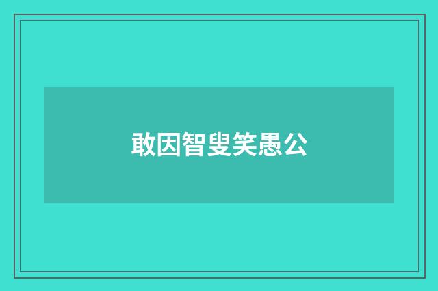 敢因智叟笑愚公