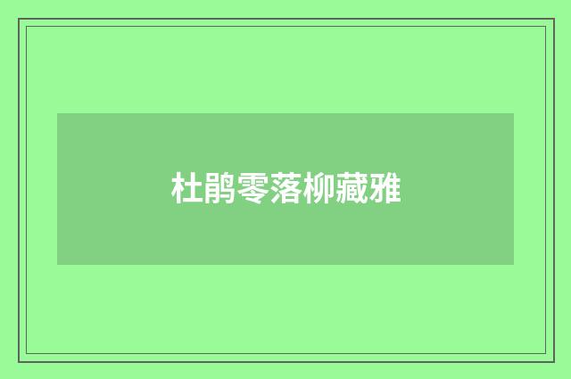 杜鹃零落柳藏雅