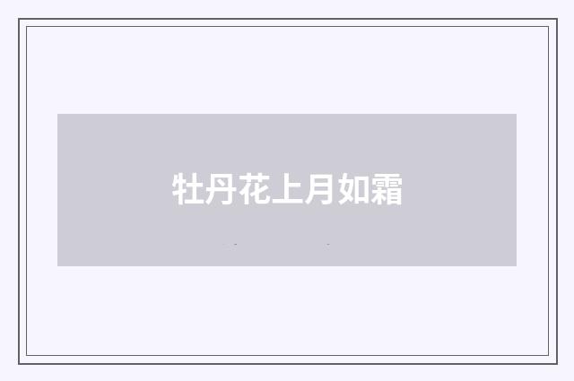 牡丹花上月如霜