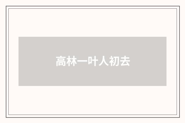 高林一叶人初去