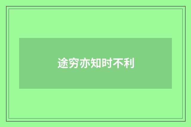 途穷亦知时不利