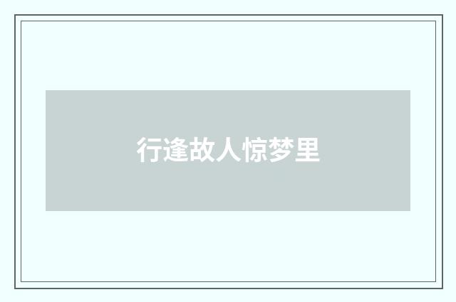 行逢故人惊梦里