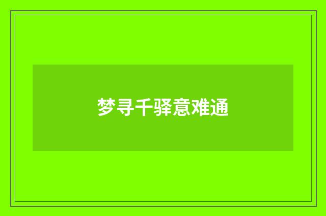 梦寻千驿意难通