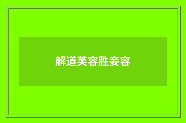 解道芙容胜妾容