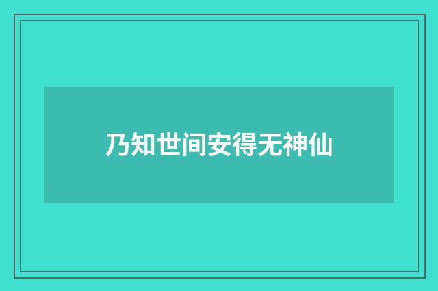 乃知世间安得无神仙