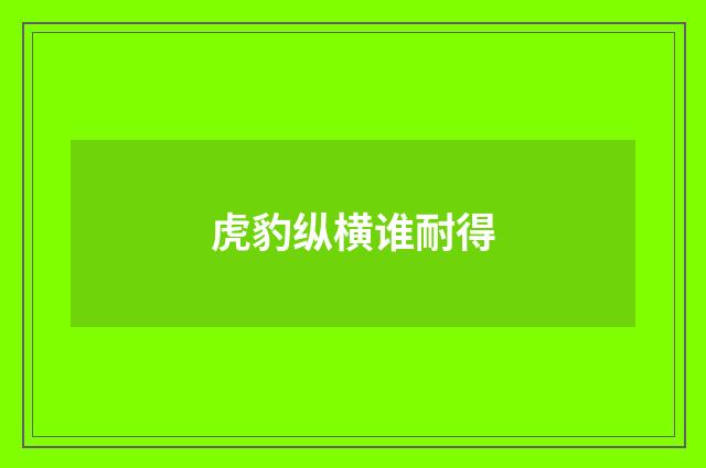 虎豹纵横谁耐得
