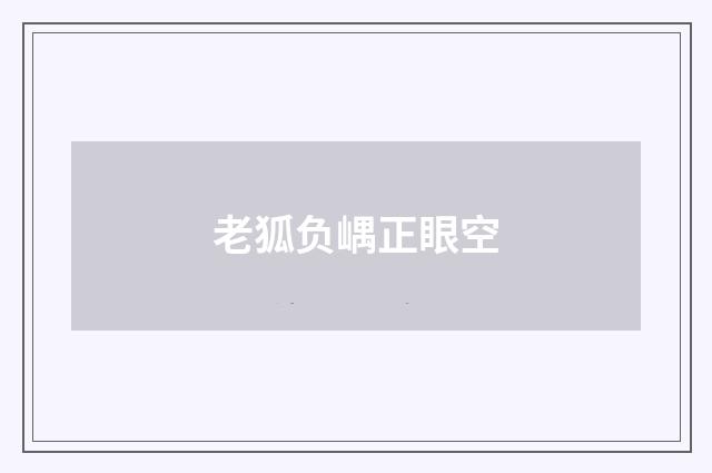 老狐负嵎正眼空