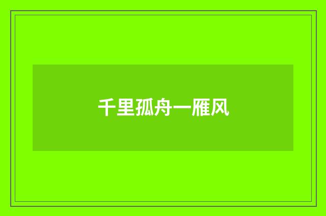 千里孤舟一雁风