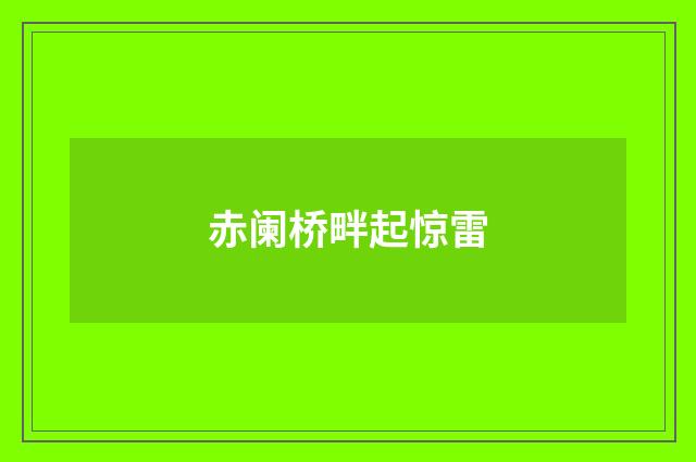 赤阑桥畔起惊雷
