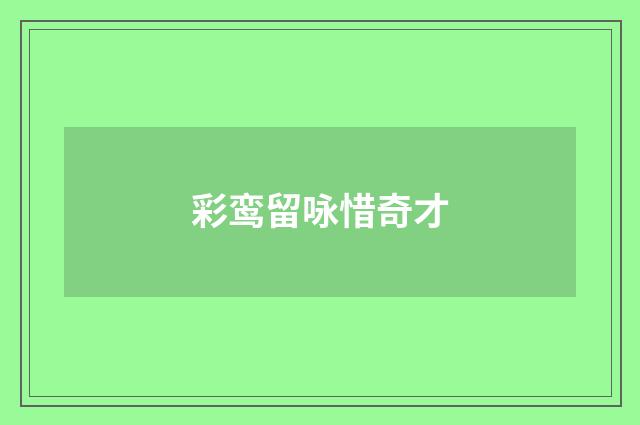 彩鸾留咏惜奇才