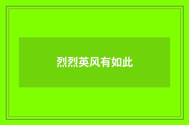 烈烈英风有如此