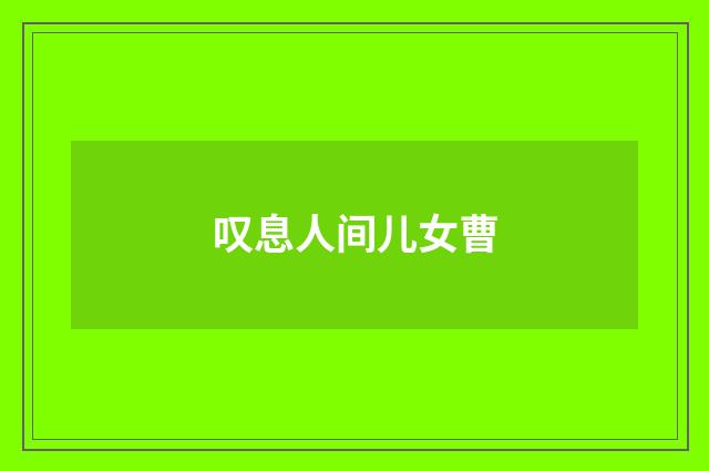 叹息人间儿女曹