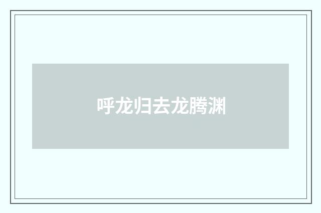 呼龙归去龙腾渊