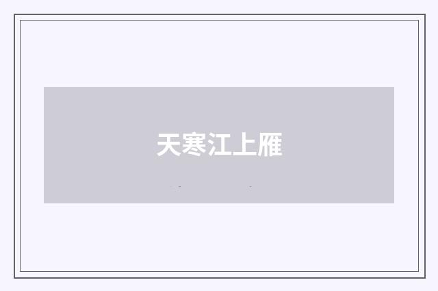 天寒江上雁