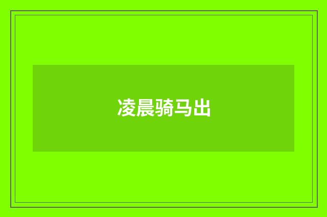 凌晨骑马出