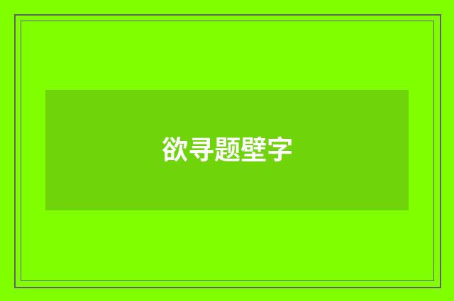 欲寻题壁字