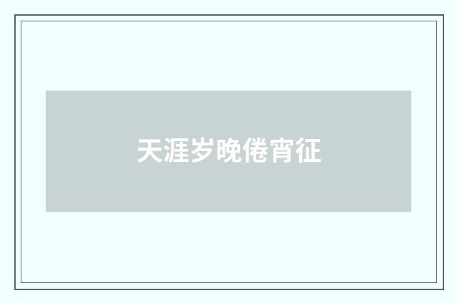 天涯岁晚倦宵征