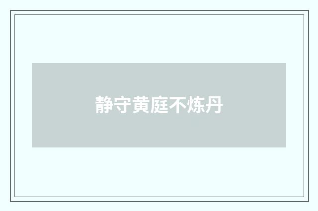静守黄庭不炼丹