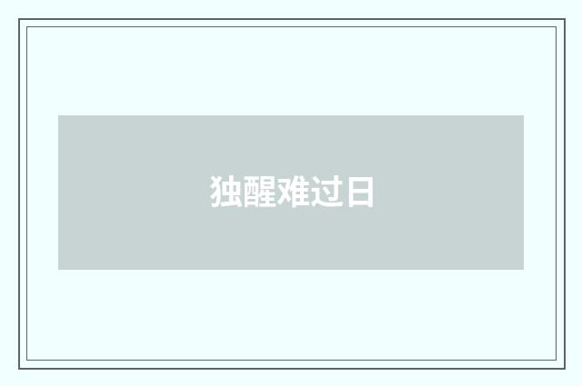独醒难过日
