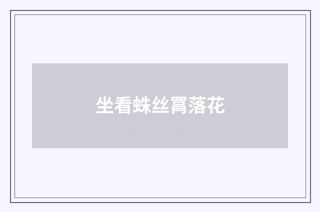 坐看蛛丝罥落花