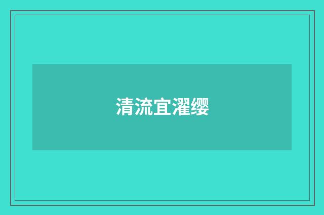 清流宜濯缨