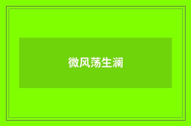 微风荡生澜