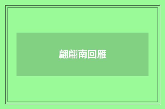 翩翩南回雁