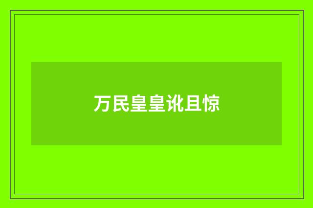 万民皇皇讹且惊