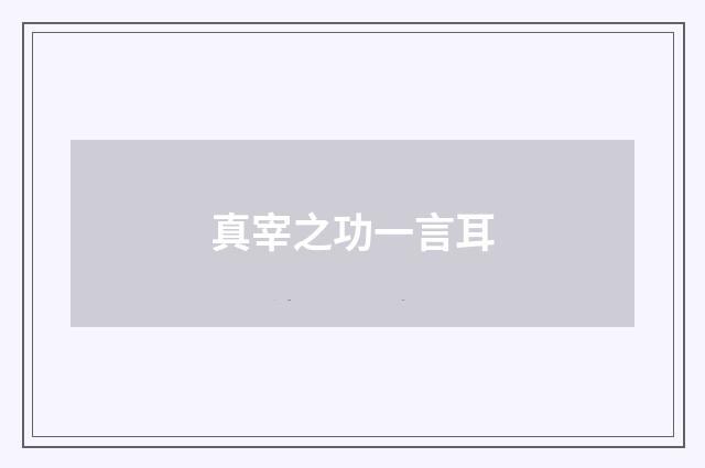 真宰之功一言耳