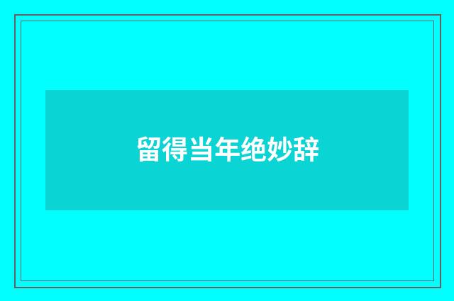 留得当年绝妙辞