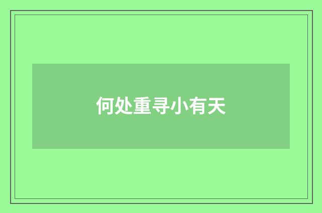 何处重寻小有天