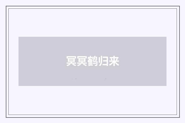 冥冥鹤归来