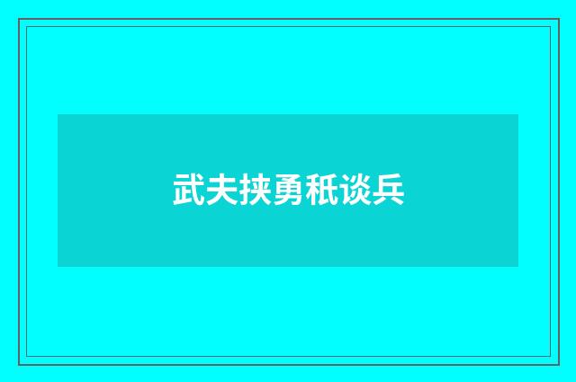 武夫挟勇秖谈兵