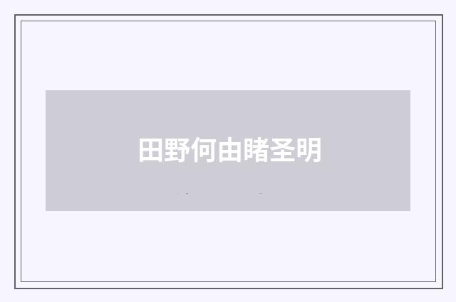 田野何由睹圣明