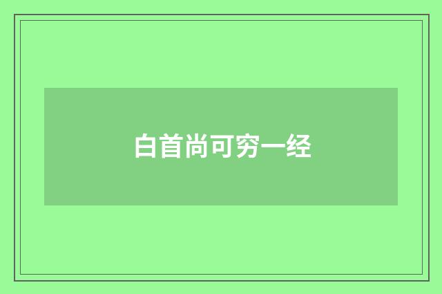 白首尚可穷一经