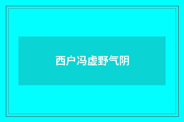 西户冯虚野气阴