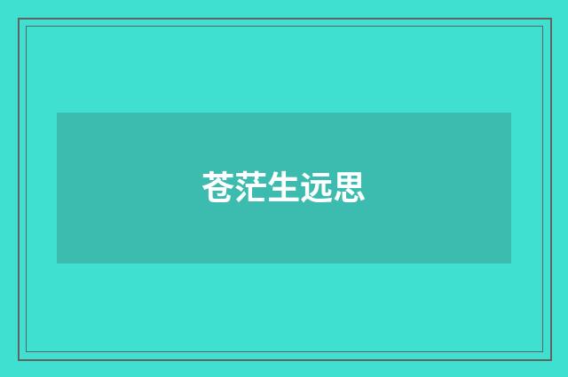 苍茫生远思