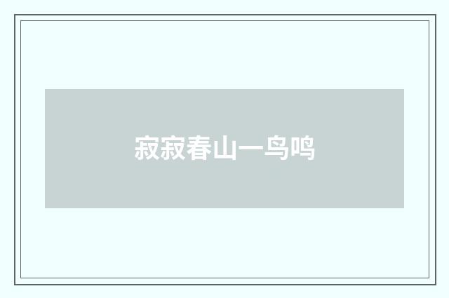 寂寂春山一鸟鸣
