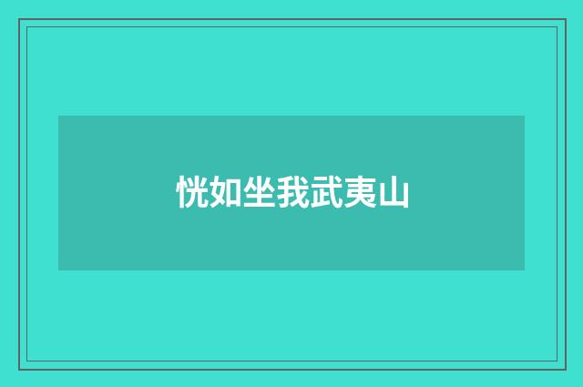 恍如坐我武夷山
