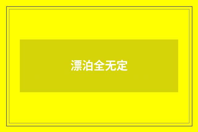 漂泊全无定