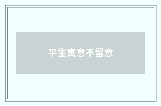 平生寓意不留意